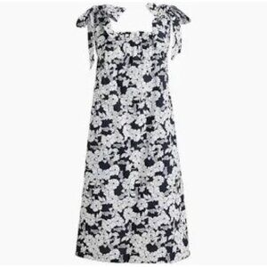 J. Crew Tie Shoulder Poplin Dress in Magnolia Floral Navy BG490 Size M